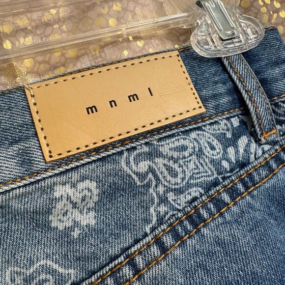 MNML Men's Paisley Pocket Blue Denim Distressed Straight Leg Jeans Size 29 NWT - Picture 8 of 10